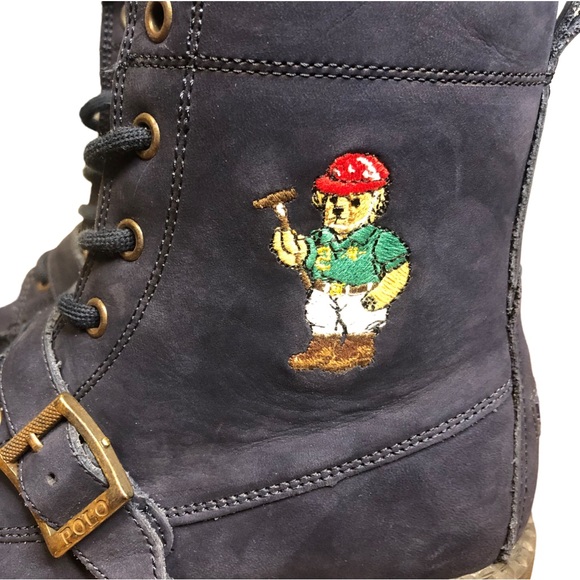 Ralph Lauren Polo Bear Boys Big Kid Ranger Hi Lace Up Leather Fashion Boot NWOT - Picture 12 of 13